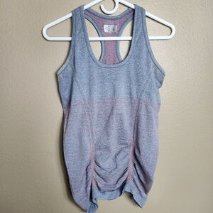 Athleta Fastest Track Grey w/Orange Stripes Racerback Tank Top |S|